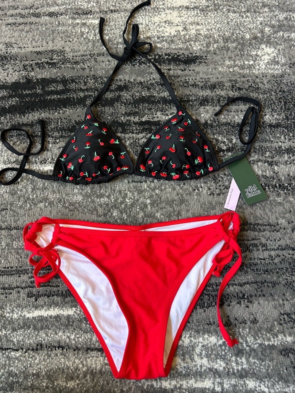 Red & Black Cherry Bikini- Top Is NWT